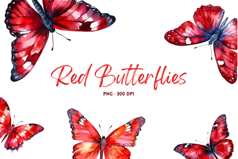 watercolor-red-butterflies