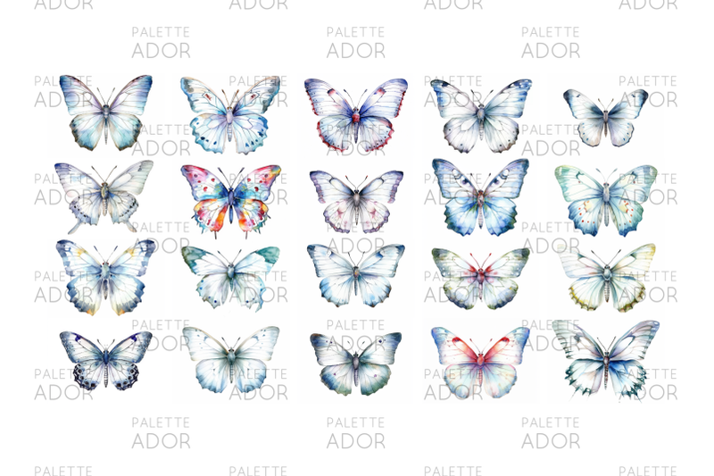 watercolor-white-butterflies