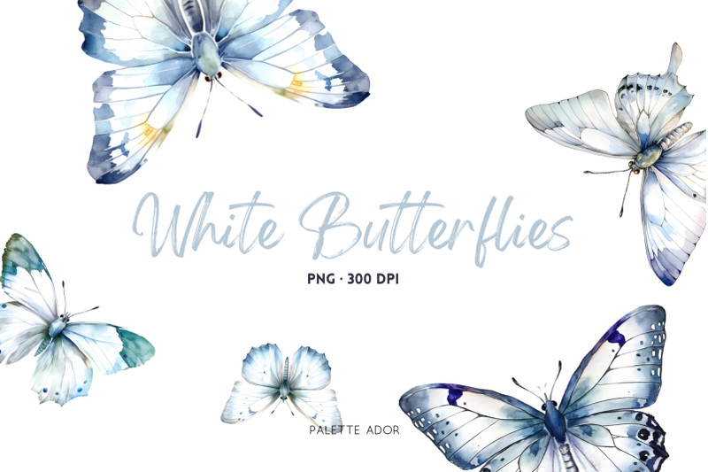 watercolor-white-butterflies