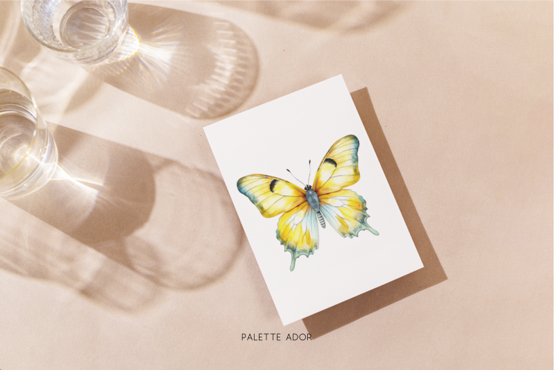 watercolor-yellow-butterflies