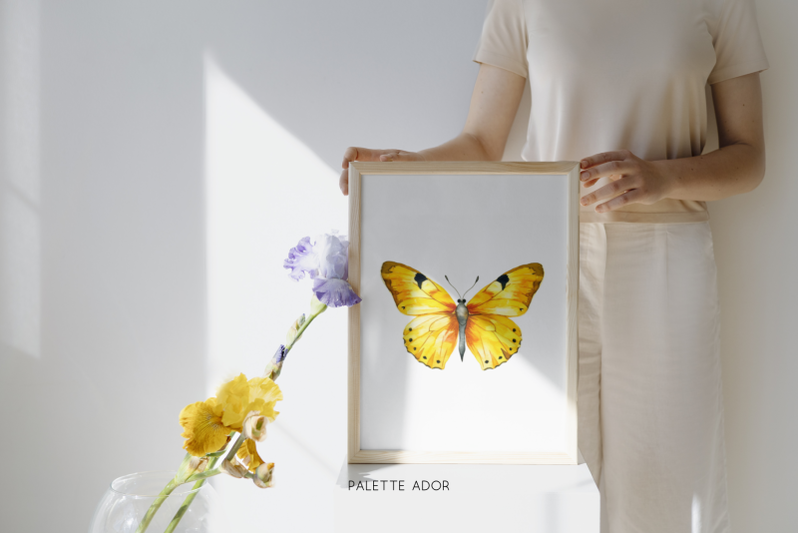 watercolor-yellow-butterflies