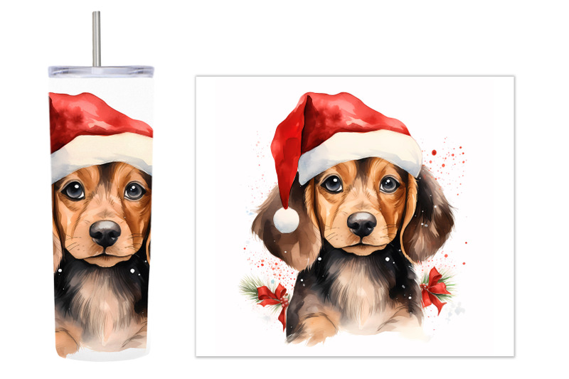 christmas-dog-tumbler-sublimation-dog-watercolor-tumbler