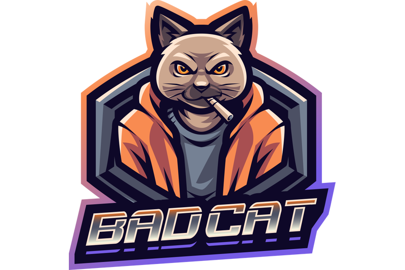 bad-cat-mascot-logo-design