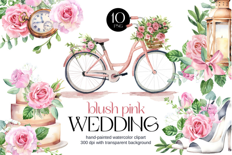watercolor-blush-pink-roses-wedding-set