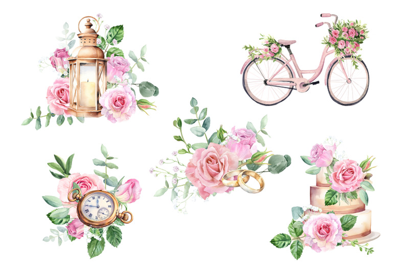 watercolor-blush-pink-roses-wedding-set