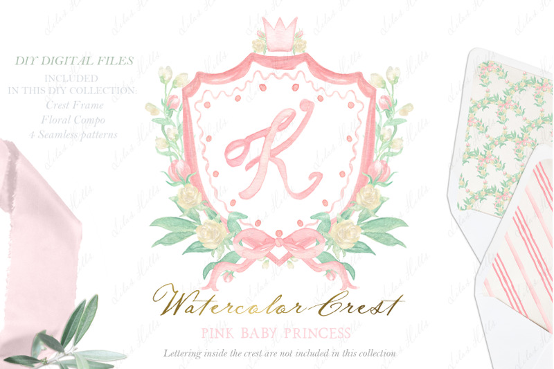 princess-pink-newborn-girl-family-watercolor-crest-diy