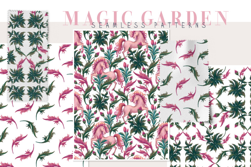 cute-floral-pink-horse-seamless-patterns-3-png-files