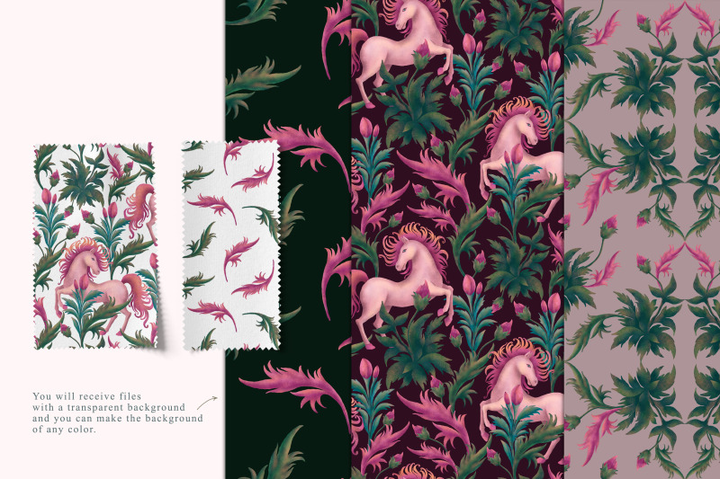 cute-floral-pink-horse-seamless-patterns-3-png-files