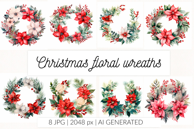 christmas-botanical-floral-watercolor-wreaths
