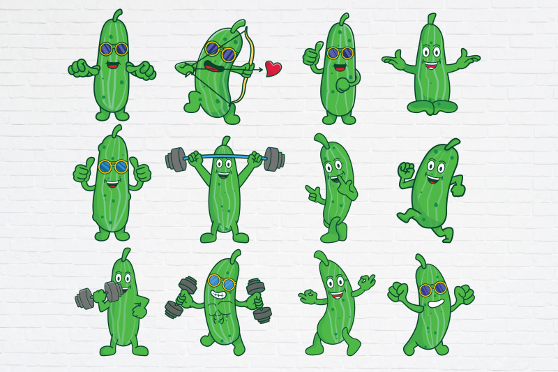 cute-pickle-cucumber-clipart-svg-png-bundle-instant-download-for-cric