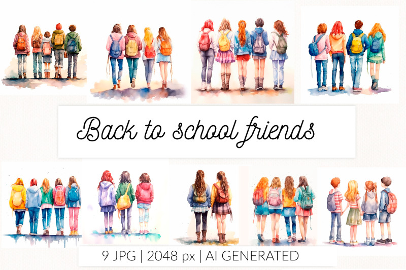 back-to-school-best-friends-watercolor-students-school