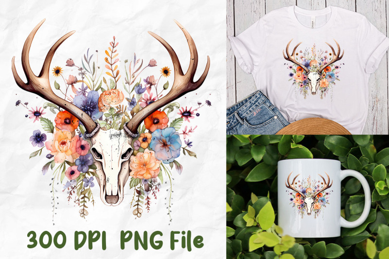 hippie-flowers-and-elk-antlers