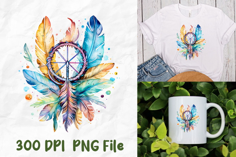 hippie-rainbow-dreamcatcher-feathers