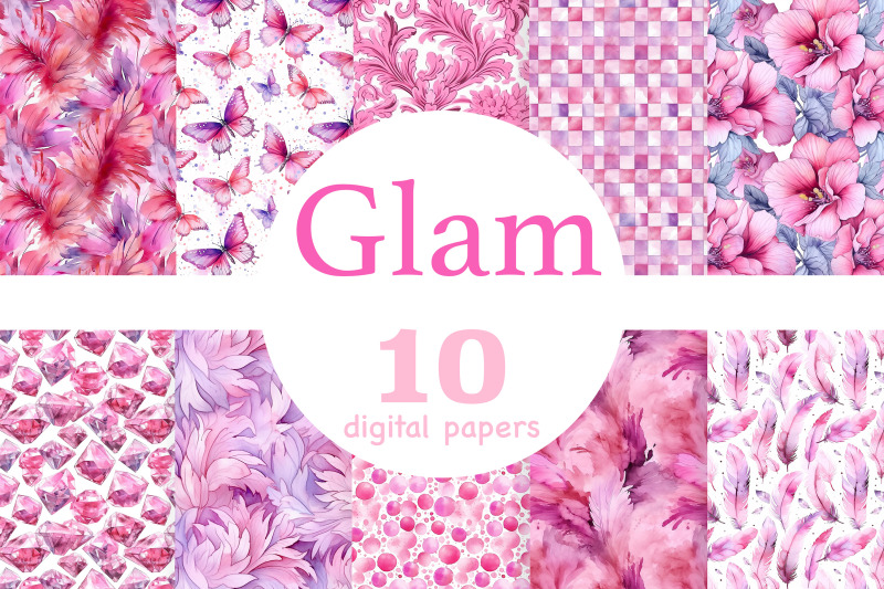 glam-digital-papers-set-fashion-seamless-pattern