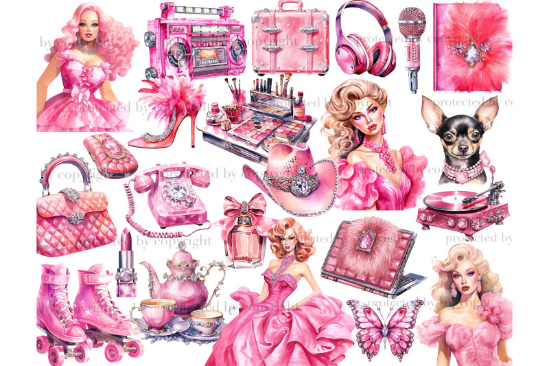 pretty-pink-girly-clipart-set-pink-planner-clipart