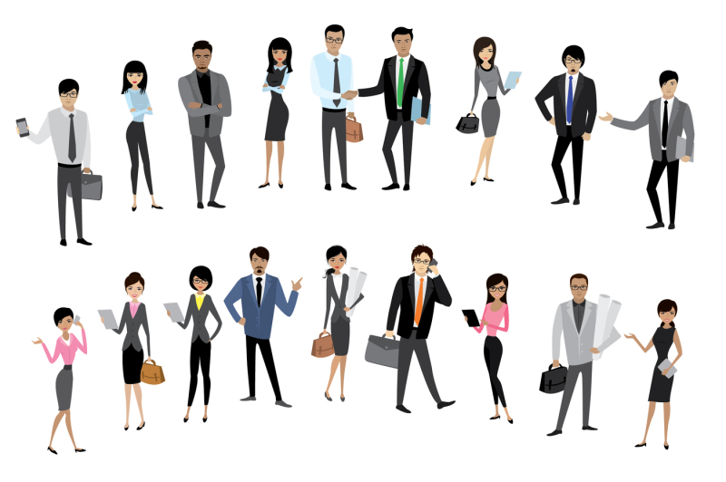 asian-businessman-and-business-woman-characters
