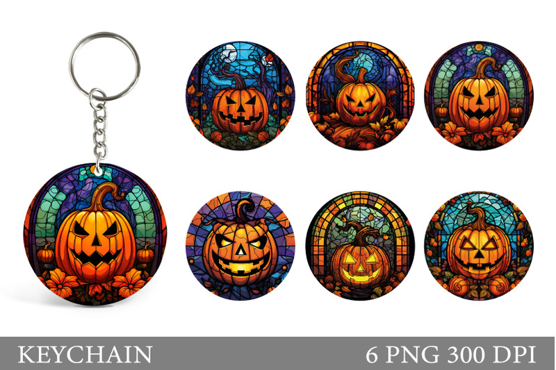 halloween-keychain-sublimation-scary-pumpkin-round-keychain