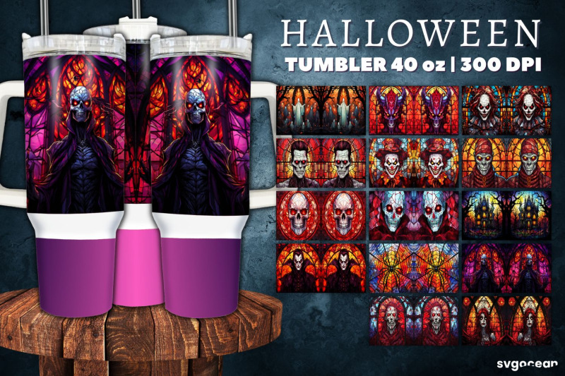 halloween-monsters-tumbler-wrap-40-oz-stained-glass-sublimation