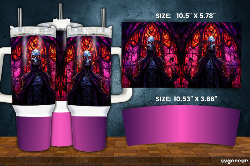 halloween-monsters-tumbler-wrap-40-oz-stained-glass-sublimation