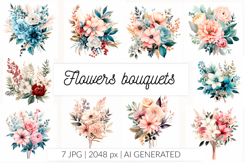 botanical-watercolor-flowers-bouquet-boho-wedding