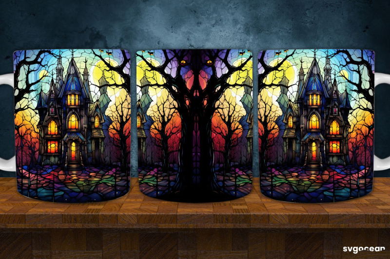 halloween-monsters-mug-wrap-11-oz-stained-glass-sublimation