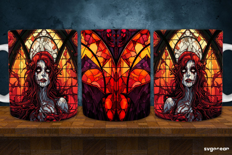 halloween-monsters-mug-wrap-11-oz-stained-glass-sublimation