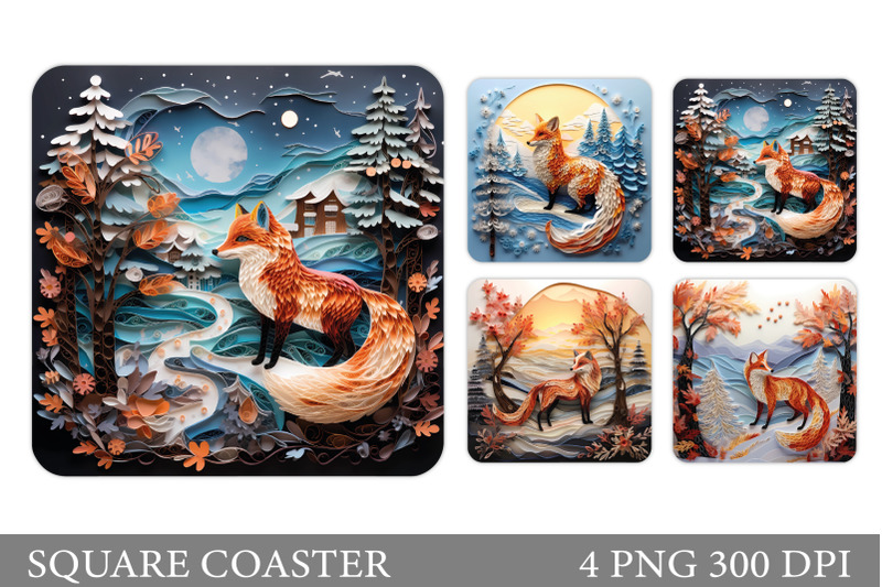 fox-coaster-sublimation-quilling-fox-square-coaster