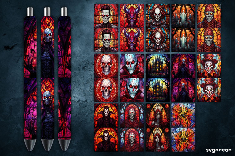 halloween-monsters-pen-wrap-stained-glass-sublimation