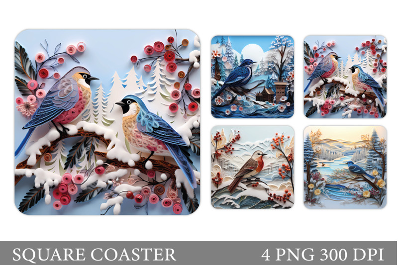 bird-coaster-sublimation-quilling-bird-square-coaster