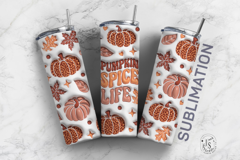 inflated-bubble-pumpkin-spice-life-tumbler-wrap-3d-skinny