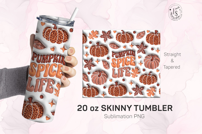 inflated-bubble-pumpkin-spice-life-tumbler-wrap-3d-skinny