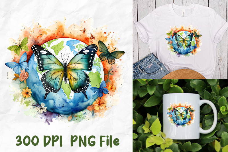 hippie-earth-butterfly-watercolor