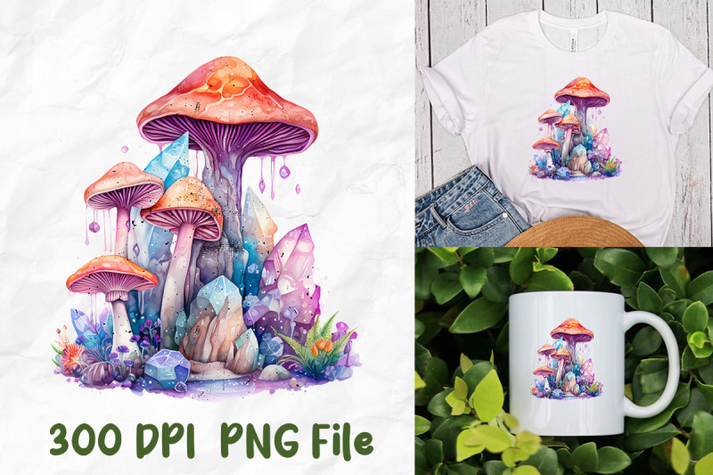 hippie-pink-mushroom-crystal-watercolor