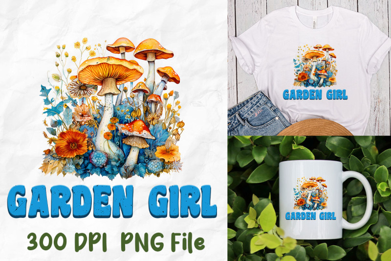garden-girl-hippie-flower-mushroom