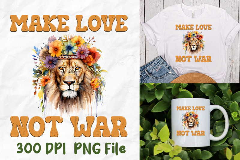 make-love-not-war-hippie-lion