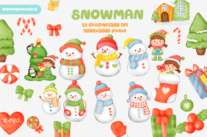 snowy-christmas-village-with-snowmen-and-christmas-trees