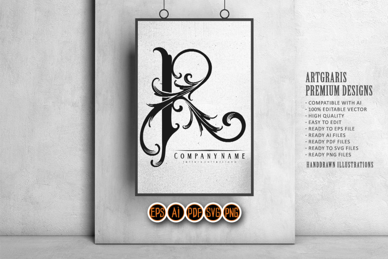 prestige-floral-r-lettering-monogram-logo-monochrome