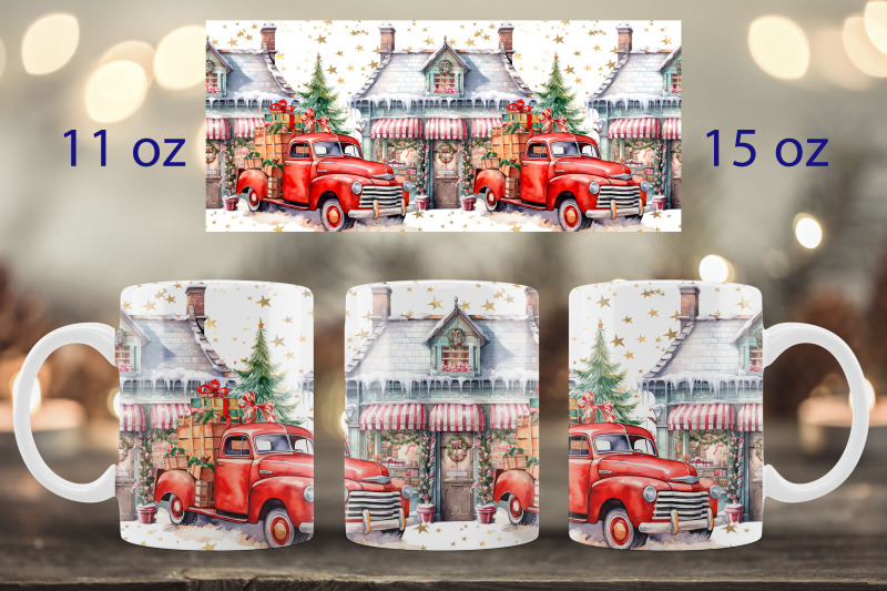 christmas-truck-mug-wrap-design-winter-mug-sublimation