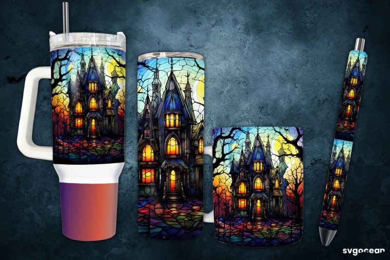 scary-house-wrap-bundle-tumbler-mug-pen