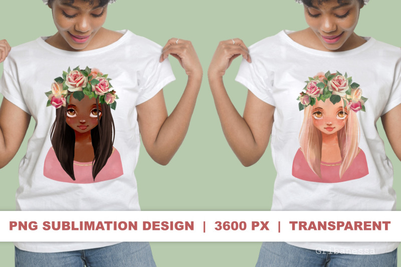 sublimation-girl-in-wreath-beautiful-girls-png