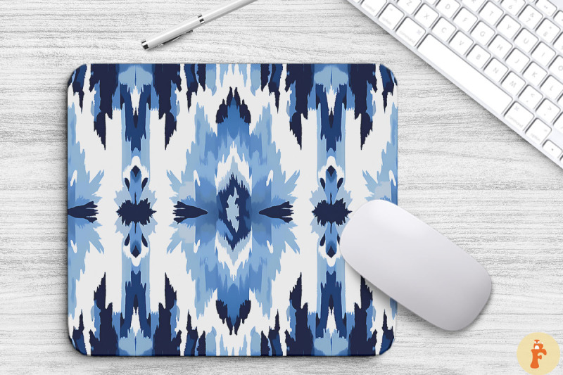 blue-ikat-boho-ethnic-pattern-mouse-pad