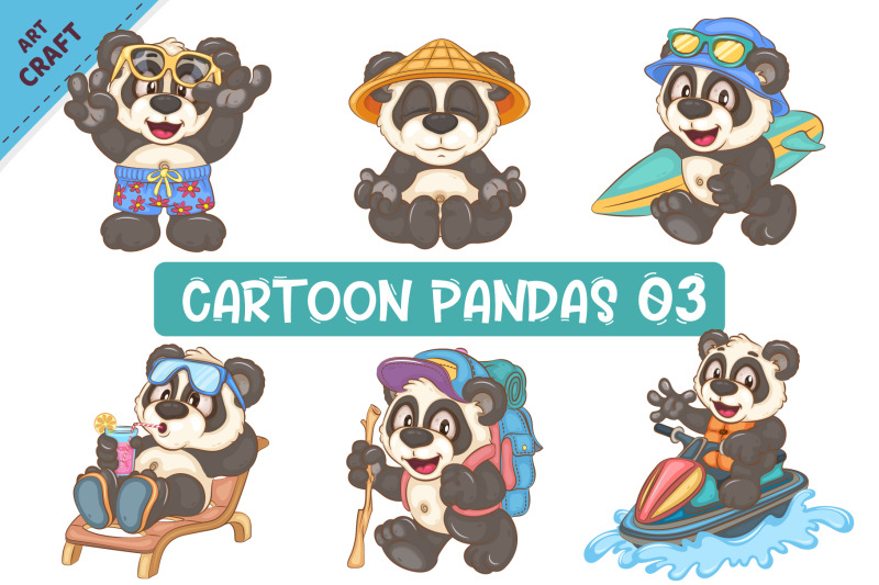 set-of-cartoon-pandas-03-animal-art