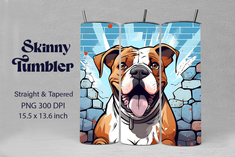 3d-graffiti-happy-american-bulldog-dog