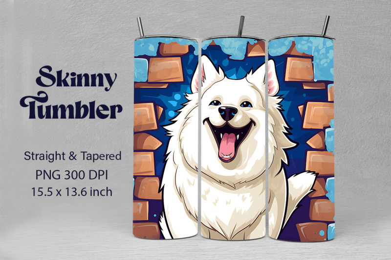 3d-graffiti-happy-samoyed-dog