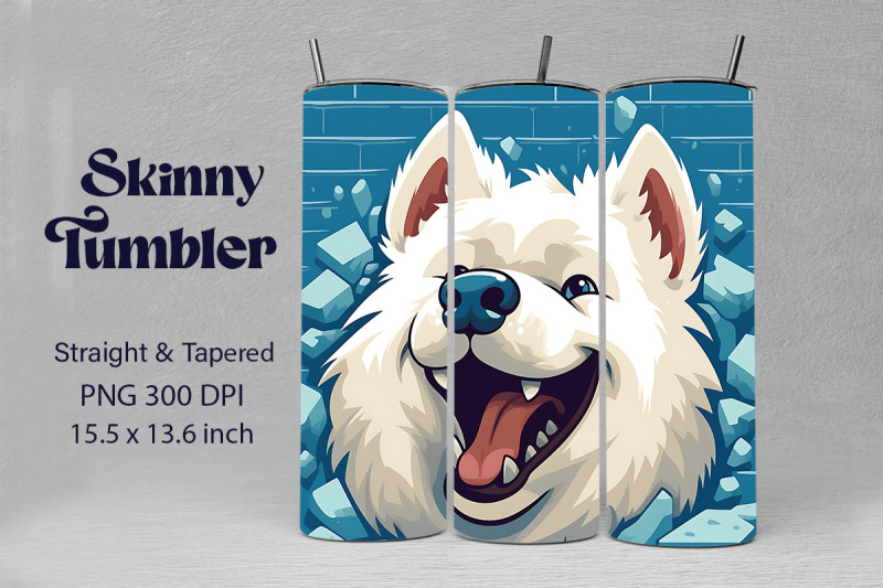 3d-graffiti-happy-samoyed-dog