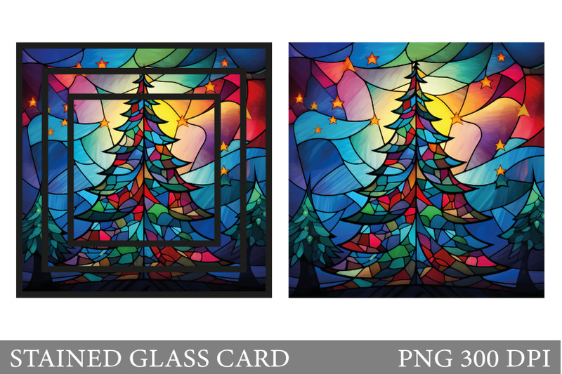 colorful-stained-glass-christmas-tree-card-sublimation