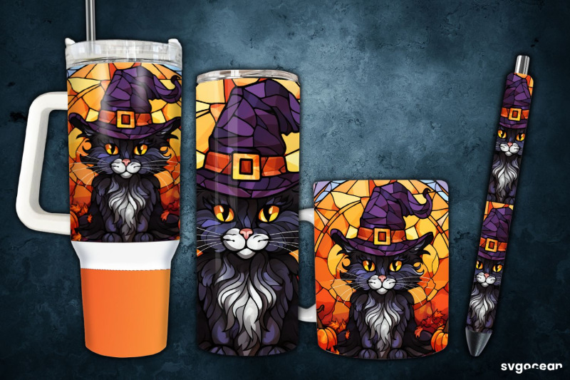 halloween-cat-bundle-tumbler-mug-pen