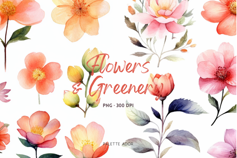 watercolor-flowers-amp-greenery