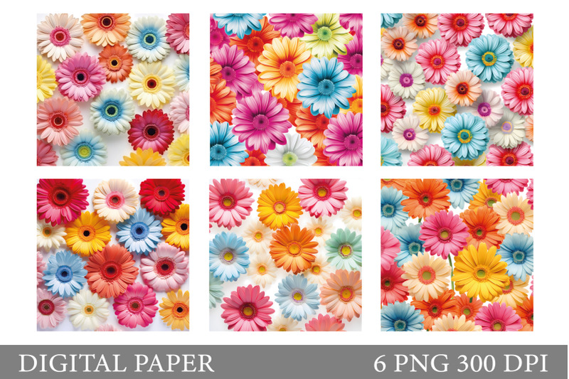 rainbow-gerbera-digital-paper-daisy-flowers-digital-paper