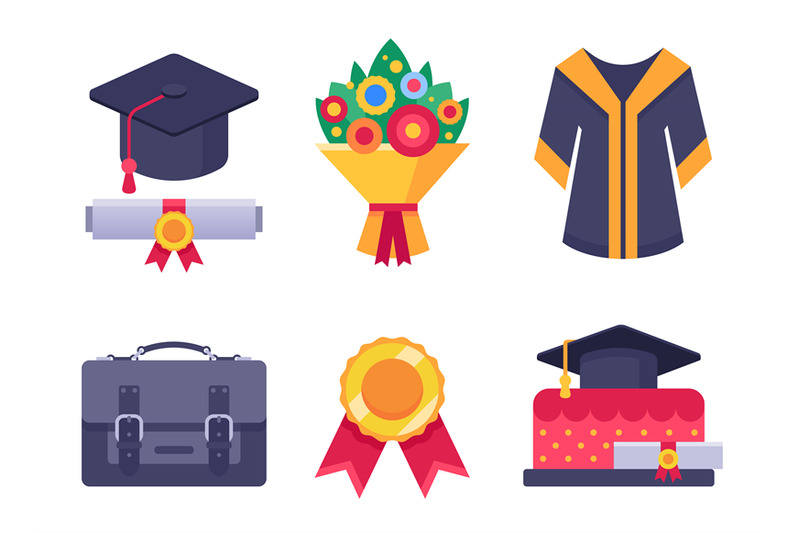 graduation-day-icons-college-or-school-graduate-students-accessories